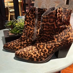 All Saints Rolene Leopard Print Calf Hair Booties